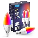 Smart LED E14 Wifi Glühbirnen, Aoycocr Wlan Lampe 5W 400LM 2700-6500K+RGB , Musik dimmbar Bluetooth lampe, Smart Home steuerbar via App, Kompatibel mit Alexa Google Home [Energieklasse A+]