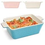 Auflaufform aus Keramik für 2 Personen - Für Lasagne, Tiramisu & Auflauf - Extra Hoher Rand - Eckig - Blau