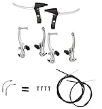 P4B | Komplettes V-Brake Bremsen Set in Silber - für vorne und hinten | Bremsarme 110 mm mit linearer Feder | Geeignet für 16-28 Zoll | Bremsanlage für MTB, Trekking, Citybike