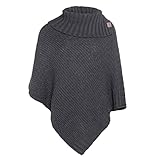 KNIT FACTORY - Nicky Gestrickter Poncho - Damen Strickponcho mit Kragen - Mit Wolle - Hochwertige Qualitt - Anthrazit