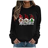 Fulidngzg Weihnachten Pullover Lustig Damen Rundhals Langarm Sweatshirt Weihnachtspullover Teenager Mädchen Christmas Süß Weihnachten Pullover Langarmshirt Sweater Lustige Weihnachtspulli Pulli