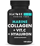 Nature Diet - Marine Collagen mit Hyaluronsäure und Vitamin C, 180 Tabletten, 500 mg | Peptan F | Fischkollagen