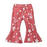 GGLHY Hohe Kinder Jeans Denim Bell Baby Star Printing Bottoms Mädchen Kleinkind Taille Mädchen Hosen Hosen für Mädchen Winter (Pink, 3-4 Years)