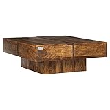 WOMO-DESIGN Couchtisch Colorado Springs 80x80x30 cm quadratisch, Natur, Massivholz Sheesham, Unikat, handgefertigt, Landhausstil, Wohnzimmertisch Beistelltisch Sofatisch Holztisch Kaffeetisch Tisch