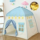 Kinderspielzelt Spielzelt für Kinder mit Sternenlichtern Kinderzelt Prinzessin Schloss Spielzelt Tipi Zelt Kinderspielhaus für innen und außen Spielzeug Geburtstag Weihnachts Geschenk (Blau)