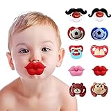 10 Stück Baby Schnuller, lustige Lippen Baby Schnuller, weiches Silikon süßes Schnuller Design mit Kusslippe, lustiger Schnuller zum Schießen Requisiten, Weihnachten, Halloween, Party