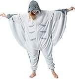 corimori Graham der Rochen, Tier-Onesie, Premium Qualität, witziger Tier-Jumpsuit für Männer und Frauen, Karnevalsverkleidung, grau, Körpergröße 180-190 cm