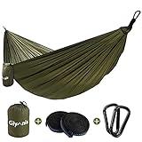 Glymnis Hängematte Ultraleicht Outdoor Reisehängematte Reise Hammock mit Aufhängeseilen und Stahlkarabinern Tragkraft bis 300 kg