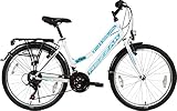 Rezzak 26 Zoll Mädchen Fahrrad Damen Fahrrad Citybike 21 Gang Shimano Drehschaltung RH ca 47cm Weiss Türkis -052