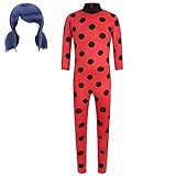 Yigoo Karneval Mädchen Kostüm Kinder Marienkäfer Halloween Overall Party Cosplay Set - Augenmaske, Tasche, Ohrclips Ohrklemmen L