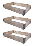 BigDean 3X Hochbeet Palettenrahmen 120x80x20cm groß - Holzrahmen faltbar, steckbar & stapelbar - ideal für Pflanzen, Blumen, Obst, Gemüse & Kräuter