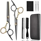 Friseurschere Haarschneideschere Effilierschere Set, Fcysy Friseur Scheren Professionell Haarschere set, Schere Haare Schneiden Frisör Schere Haarschere Kinder Hund Effilierschere Friseur Profi- Gold