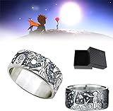 2 PCS Little Prince Ring with Gift Box, The Little Prince Universe Ring, Fairy Tale Rings, Men and Women Fashion Wild Ring Jewelry, Prince Love Symbol Ring, Classic Retro Jewelry (9)