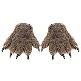 Halloween Werwolf Handschuhe Horror Tricky Wolf Gloves Cosplay Maskerade Kostüm Prop Cartoon Plüsch-Handschuhe Bärentatze Handschuhe Erwachsene Warme Fingerhandschuhe Halloween Kostüm Zubehör