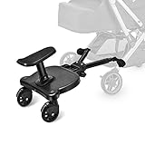 Buggy Board mit Sitz, Vogvigo Kiddy Board, Buggy Board Trittbrett für alle Kinderwagen Universal, Kinderbuggy Mitfahrbrett mit Großer Stehfläche, Kinderwagen Zubehör für Kinder von 2-6 Jahren, 25 KG