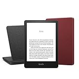 Kindle Paperwhite Signature Essentials Bundle mit einem Kindle Paperwhite Signature Edition (32 GB | ohne Werbung), einer Amazon Lederhülle (Merlot) und einem kabelloses Ladedock „Made for Amazon“