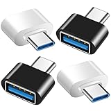 USB C auf USB Adapter (4 Stück), USB C zu USB 3.0 OTG Adapter, USB Buchse auf USB-C Stecker Kompatibel mit MacBook Pro, Samsung Galaxy, Typ-C Handys, Tablets und Mehr (Schwarz und Weiß)