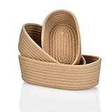 Baumwollseil Aufbewahrungskorb Korb 3er Set Aufbewahrung für Regalen Schränke Wickeltisch Lagerung Organizer Körbe Baskets zum Organisieren Flur für Baby und Kinder Schlafzimmer Badzimmer Büro (Khaki)