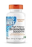 Doctor's Best, Bromelain 3.000 GDU, 500 mg, 90 vegane Kapseln, Laborgeprüft, Enzyme, Glutenfrei, Sojafrei, Ohne Gentechnik