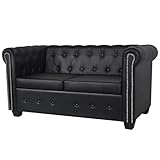 Tidyard Chesterfield Sofa 2-Sitzer Lounge Ledersofa Couch Sofagarnitur Vintage Couch Bürosofa Polstermöbel Stilsofa Couchgarnitur Polstersofa Kunstleder Schwarz