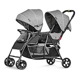 Besrey Geschwisterwagen Doppel-Kinderwagen für Zwillinge oder Geschwister. Mit Regenschutz. Von Geburt bis 3 Jahre. Grau.…