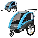 Tiggo VS 2 in 1 Kinderanhänger Fahrradanhänger Anhänger mit Buggy Set + Federung 60302-03 BLAU