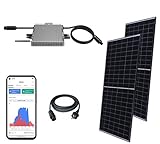 Balkonkraftwerk 600W Set mit 2 x Solar Module (760W) Solarpanel und Deye Mikrowechselrichter Sun600G3 mit Wifi. 230V Plug'n'Play Solaranlage/Balkonanlage für Steckdose (600, watts)