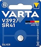 VARTA Batterien V392/SR41 Knopfzelle, 1 Stück, Silver Coin, 1,55V, kindersichere Verpackung, für elektronische Kleingeräte - Uhren, Autoschlüssel, Fernbedienungen, Waagen