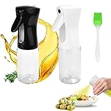 QUCUMER 2 Stück Ölsprüher Flasche Ölspray 200ml Olivenöl Spray Ölspender zum Kochen Essigsprüher Kochspray mit Silikonbürsten Öl Sprühflasche für Speiseöl Airfryer Heißluftfritteuse Grillen Salat BBQ