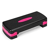 GOPLUS Aerobic Stepper, Höhenverstellbares Steppbrett, rutschfeste Step Bench, Trainingsgerät für Zuhause, mit 2 Stufen, bis 250 kg Belastbar, für Aerobic und Fitness-Workouts (Schwarz)