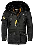 Geographical Norway warme Herren Winter Jacke FVSB Parka Outdoor ACORE Luxus SKI, Farbe:Schwarz, Größe:L