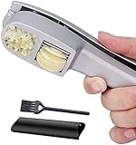 Knoblauchpresse Knoblauch Pressen Edelstahl Rostfrei Knoblauchschneider Garlic Press Spülmaschinenfest Premium Schnelle Mit Knoblauch Schäler und Reinigungsbürste