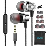 In Ear Kopfhörer, Blukar Stereo Ohrhörer mit Mikrofon, Lautstärkeregler, Ohrstöpseln und Premium HiFi-Klang, Geräuschabsenkung Kopfhörer für iPhone, Galaxy, Sony, Huawei, MP3 Players usw.