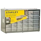 Stanley Kleinteilemagazin (36,5 x 15,5 x 22,5 cm, mit 30 Schubladen, bruchfester Kunststoffrahmen, transparente Schubladen, geeignet für Wandmontage) 1-93-980