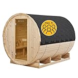 Artsauna Outdoor Fasssauna XL für 6 Personen Ø 180x240 cm, 9 kW Ofen, Saunasteine & Zubehör - Saunafass aus Fichtenholz, Außensauna Gartensauna Sauna