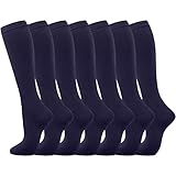 AYOrpeg Socken Damen Strumpf Kompressionssocken 7 Paar für Frauen Männer Zirkulation Kniestrümpfe sind die beste Unterstützung für sportliches Laufen Radfahren Netzstrumpfhose Blumen (Blue, S)