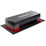 ScSPORTS Stepper, Stepbench Aerobic-Fitness-Steppbrett, schwarz grau rot, 2-Fach höhenverstellbar, 68 x 30 x 10/15 cm, inkl. Unterlegmatte