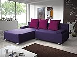 NJDT Ecksofa Sofa mit Schlaffunktion Pflaume/Fuchsienrot Ottomane Links