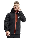 RevolutionRace Hiball Jacket für Herren, Atmungsaktive und Wasserabweisende Jacke für alle Outdoor-Aktivitäten, Black/Orange, M