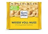 Neues Design: RITTER SPORT Weisse Voll-Nuss 100 g, weiße Schokolade mit ganzen Haselnüssen, Nussschokolade mit feiner Vanillenote, extra knackiger & leckerer Genuss