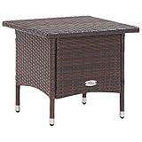 Gecheer Teetisch Gartentisch Beistelltisch Balkontisch Tisch Rattantisch Gartenmöbel Witterungsbeständig Braun 50 x 50 x 47 cm Poly Rattan