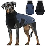 ALAGIRLS Reflektierend Wasserdicht Hundemantel mit Rollkragen, Warm Hundejacke Hund Regenmantel, Winddichte Schneesichere Hundeweste für Kleine Mittel Große Hunde Dunkelblau 2XL