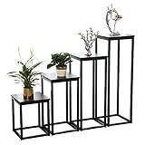 HYN Multifunktionales Regal, BlumenstäNder, PflanzenstäNder Aus Eisen, Gartenregal FüR Den AußEnbereich, Quadratischer Setzkasten, Schwarz, 2 Etagen