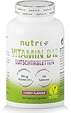 Vitamin B12 Lutschtabletten - Vit B 12 vegan & hochdosiert - aktives Methylcobalamin ohne Laktose - 500µg (mcg) - 100 vegane Tabletten zum Lutschen - Geschmack Kirsche