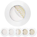 Scandinavian home 6er Set LED Einbaustrahler Weiß-Matt 60mm - 70mm I Badezimmer geeignet I warmweiß 230V CRI 90 4,8W 450lm 3000K 68mm I mit Milchglas I LED Spot Deckeneinbauleuchte flach