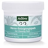 AniForte Ohren Reinigungspads für Hunde & Katzen 100 Stück - Besonders weiche Pflege Reinigungstücher, Sanfte Feuchttücher für die Ohren Hygiene, Milde Ohrenpflege & Ohrenreiniger Hund