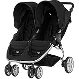 BRITAX RÖMER Buggy B-AGILE DOUBLE, Zwillingsbuggy klein zusammenklappbar und kompakt für zwei Kinder, von Geburt bis 4 Jahre, Cosmos Black