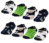 Occulto KINDER SNEAKER SOCKEN für JUNGEN und MÄDCHEN (8 PAAR, Modell: MOTIVO), SNEAKERSOCKEN für KINDER mit FUSSBALL, PFERDEN und DINOSAURIER MOTIVEN, KINDERSOCKEN aus BAUMWOLLE 35-38 Fußball