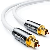 deleyCON 5m Optisches Digital Audio Kabel - S/PDIF - 2x Toslink Stecker - LWL Lichtwellenleiter Kabel Metallstecker 5mm Flexibel - Weiß