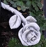 Rose mit Stiel Rosenblüte auch Grabdekoration Grabschmuck wetterfest 13,5 cm grau